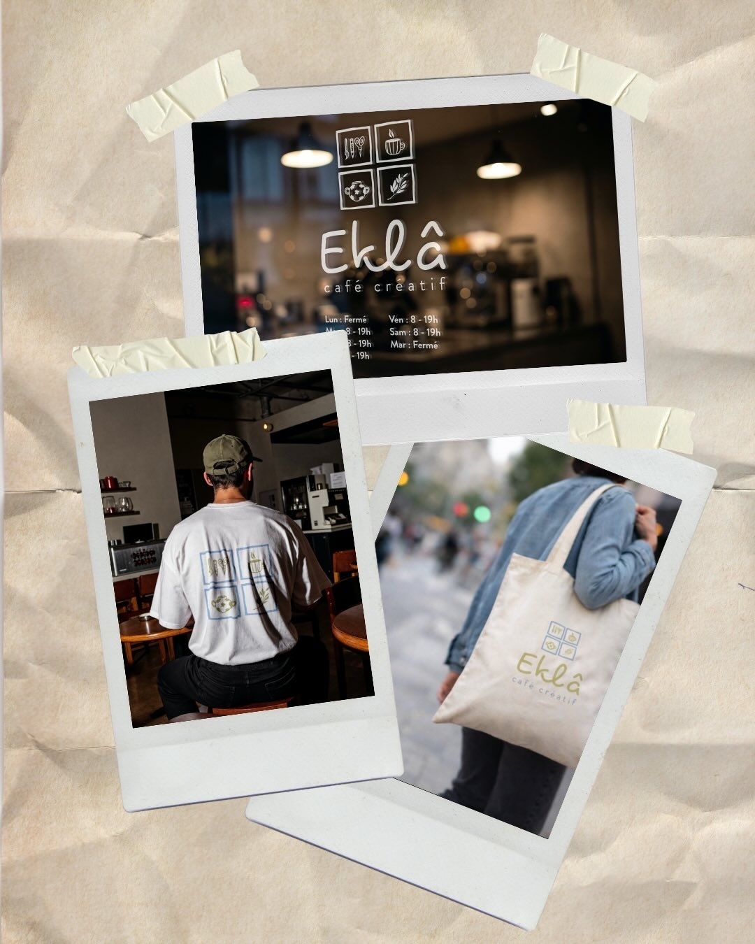 EKLA est un café créatif qui ouvre bientôt ses portes à Avignon ! ☕️🎨
J’ai eu le plaisir de réaliser son logo ainsi que son univers graphique, en voici un petit aperçu !
Amis avignonnais restez à l’affût pour l’ouverture prochaine de ce café créatif ! 👀
*mockup - rendu non contractuel
#handmade #branding #designsurmesure #graphisme créati